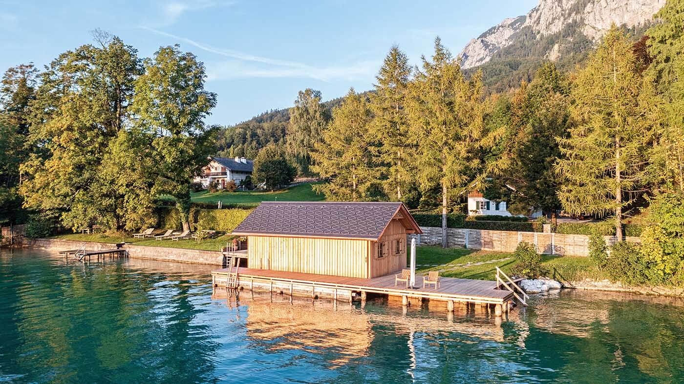 Bootshaus Attersee Drohne